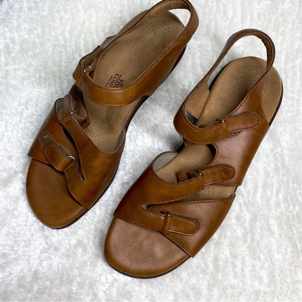SAS Tripad Comfort Tabby Slingback Brown Leather Sandals 9